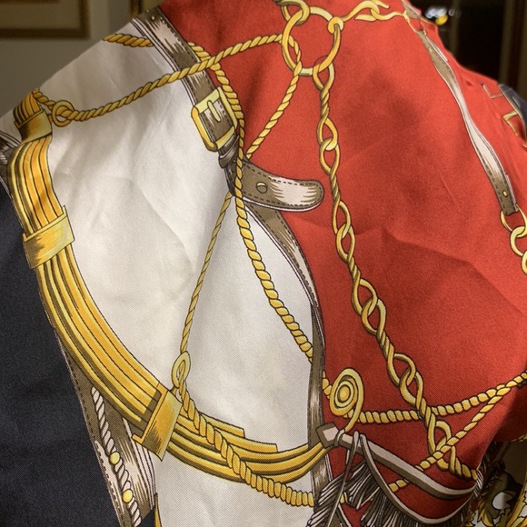 LORIS AZZARO PARIS SILK SCARF EQUESTRIAN HORSEBIT HARNESS CALÈCHE COACH CARRIAGE - Picture 8 of 11